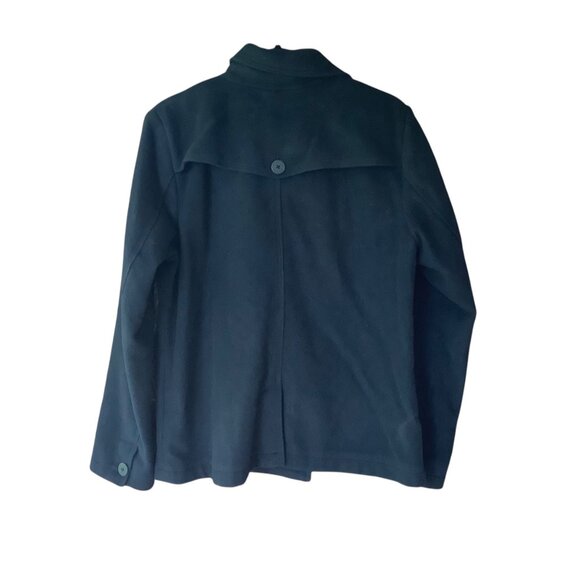 H&M L.O.G.G. Women Size 14 Double-Breasted Pea Coat Wool Blend Navy Blue - Picture 2 of 6